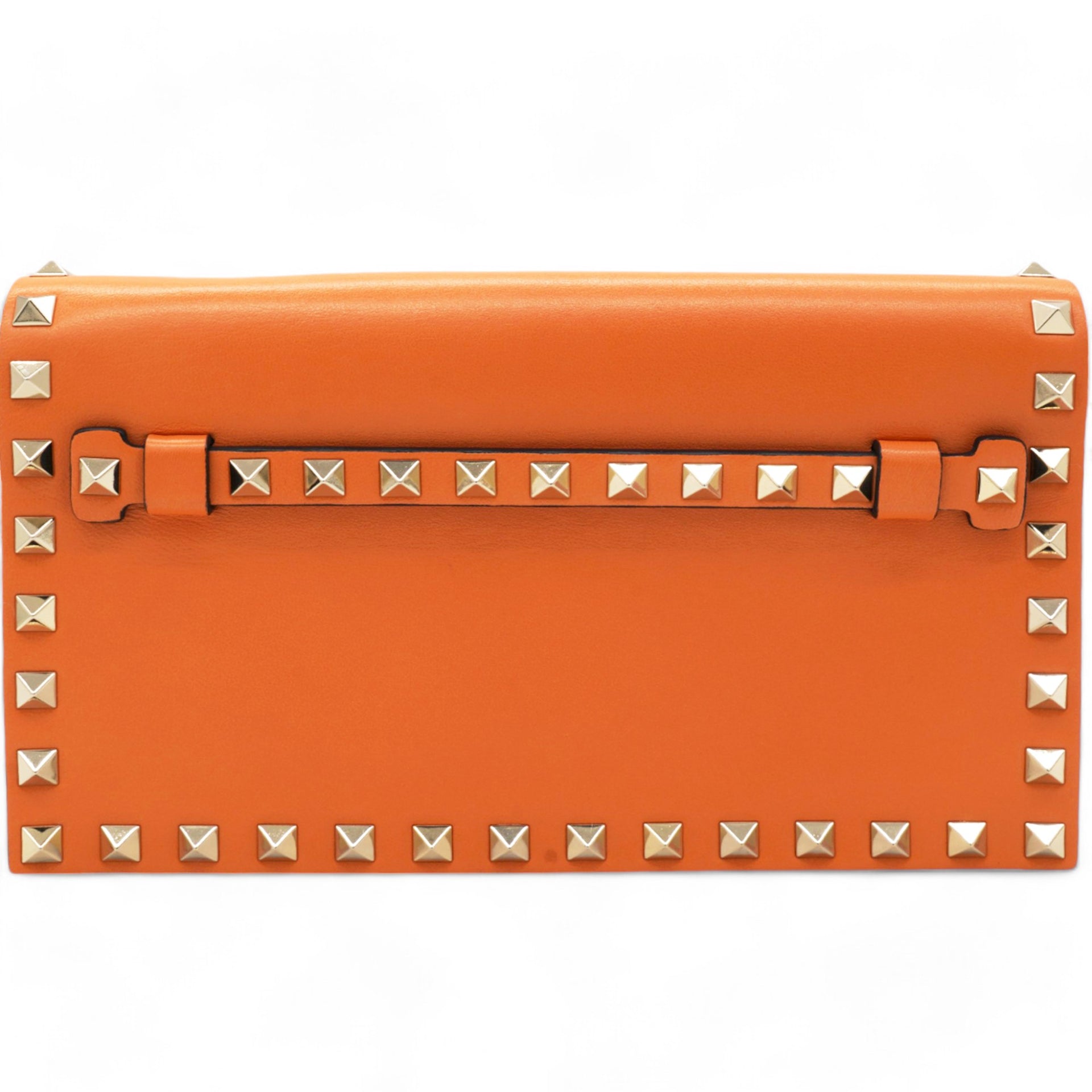 Garavani Nappa Rockstud Wristlet Clutch Camel