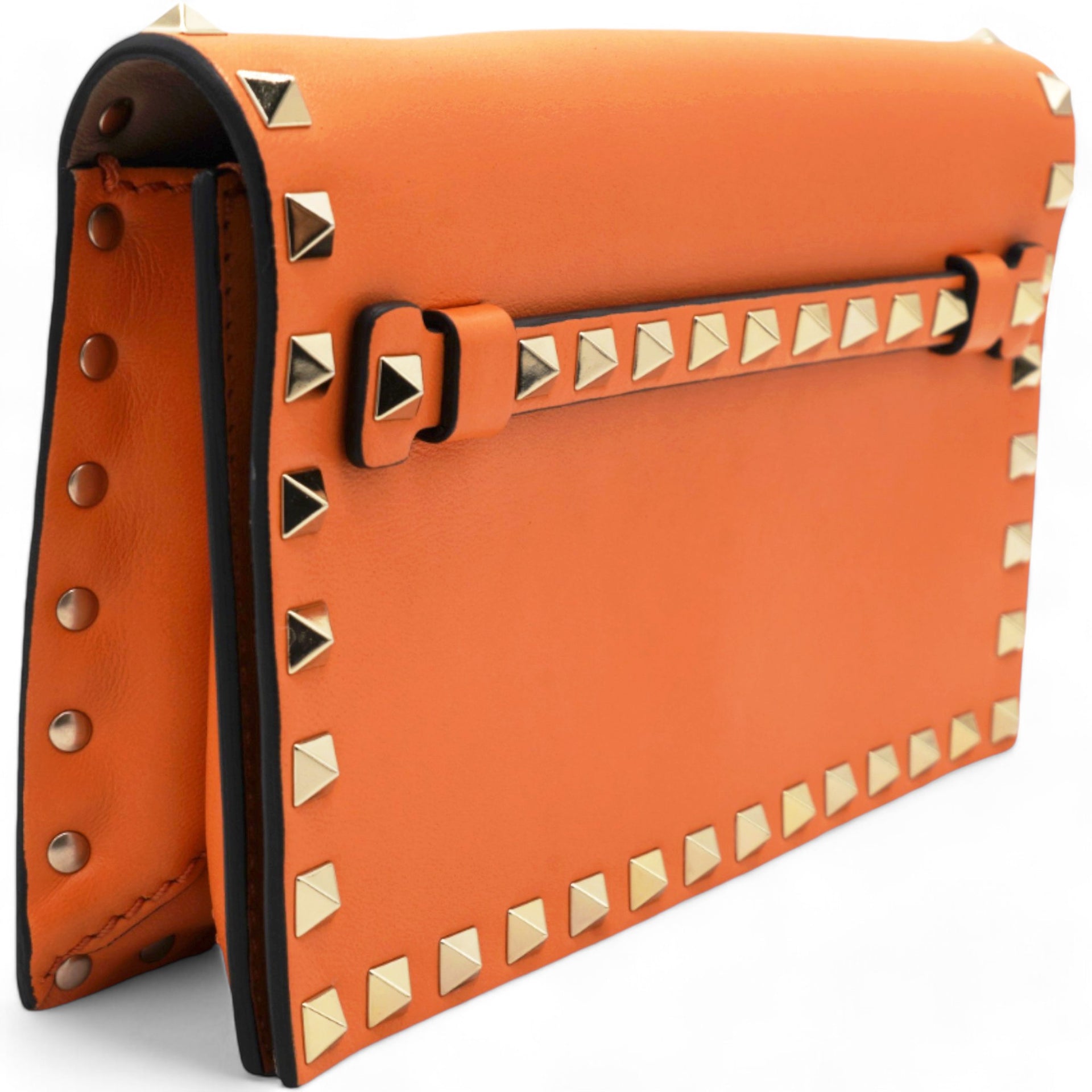 Garavani Nappa Rockstud Wristlet Clutch Camel