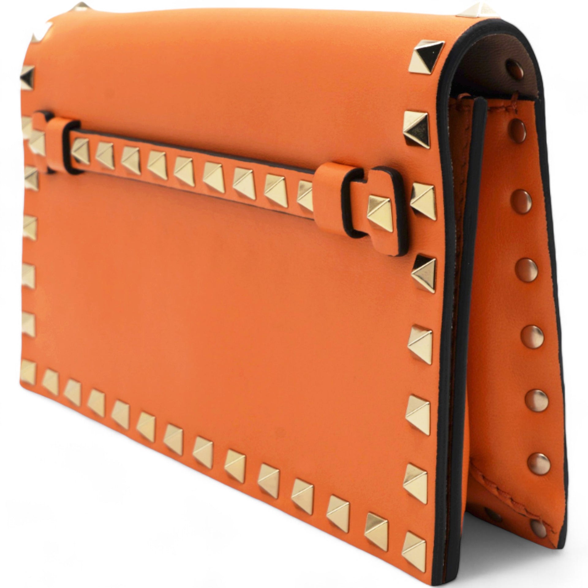 Garavani Nappa Rockstud Wristlet Clutch Camel