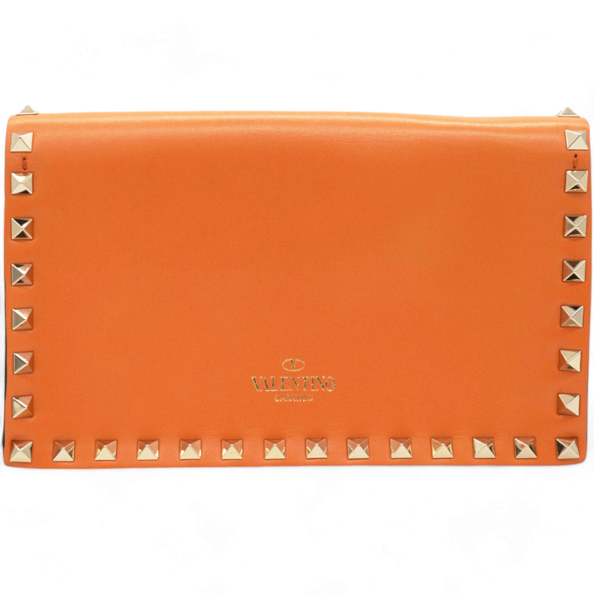 Garavani Nappa Rockstud Wristlet Clutch Camel