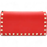 Garavani Vitello Small Rockstud Flap Wallet on Chain Red