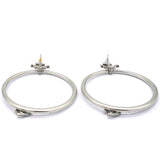 Crystal Anchor CC Hoop Earrings Silver