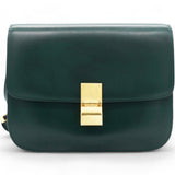 Spazzolato Calfskin Classic Box Medium Flap Bag Dark Green