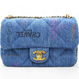 Denim Quilted Mini Denim Mood Rectangular Flap Blue Multicolor