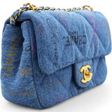 Denim Quilted Mini Denim Mood Rectangular Flap Blue Multicolor