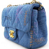 Denim Quilted Mini Denim Mood Rectangular Flap Blue Multicolor