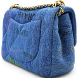 Denim Quilted Mini Denim Mood Rectangular Flap Blue Multicolor