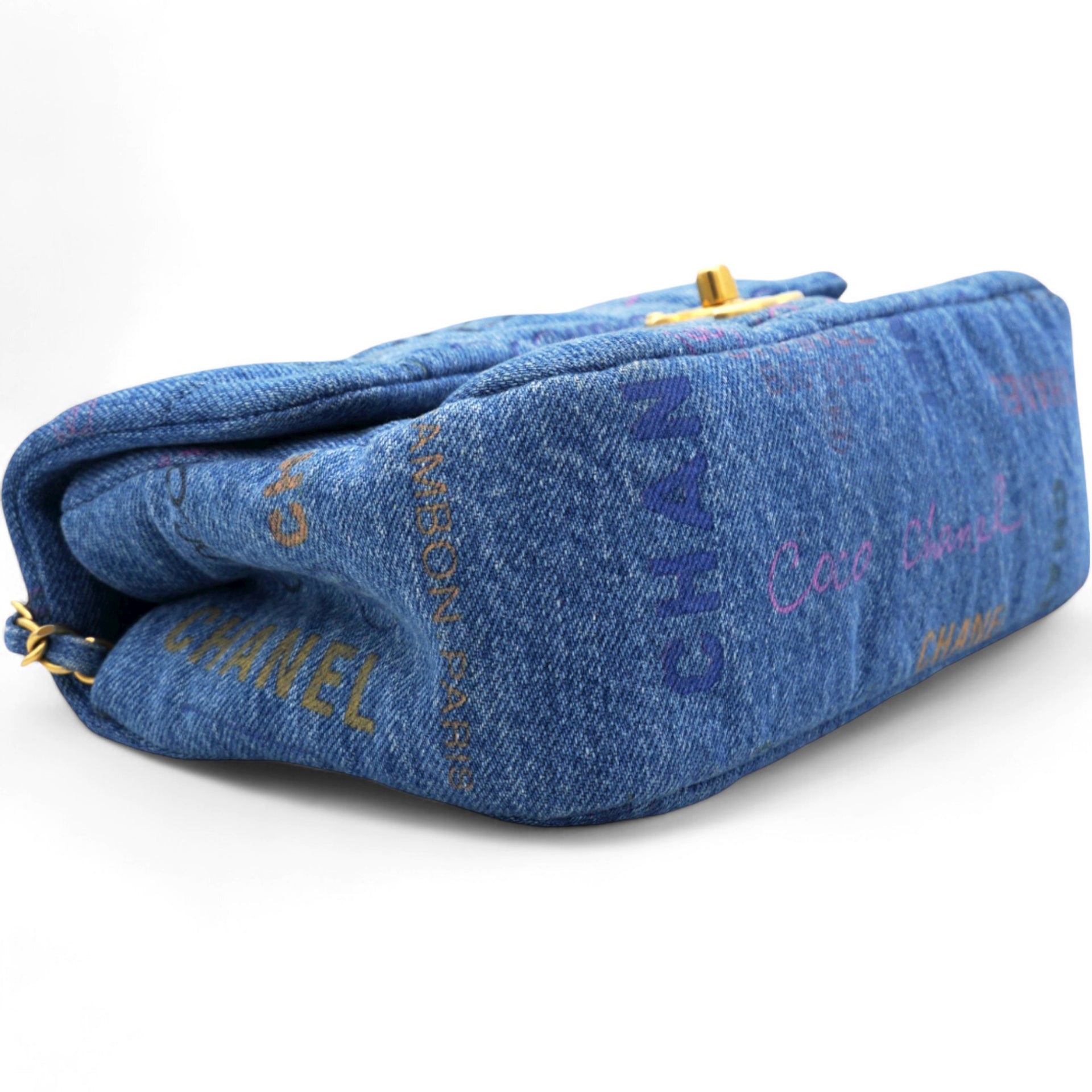 Denim Quilted Mini Denim Mood Rectangular Flap Blue Multicolor