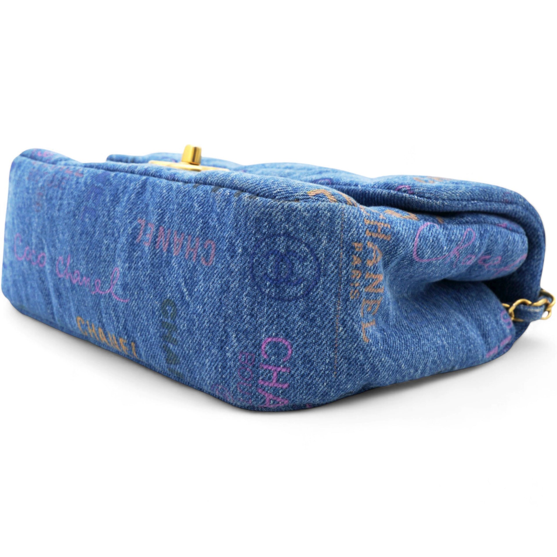 Denim Quilted Mini Denim Mood Rectangular Flap Blue Multicolor