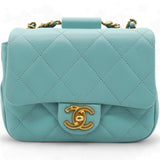 Pale Blue Quilted Lambskin In The Loop Top Handle Mini Flap Bag