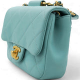 Pale Blue Quilted Lambskin In The Loop Top Handle Mini Flap Bag