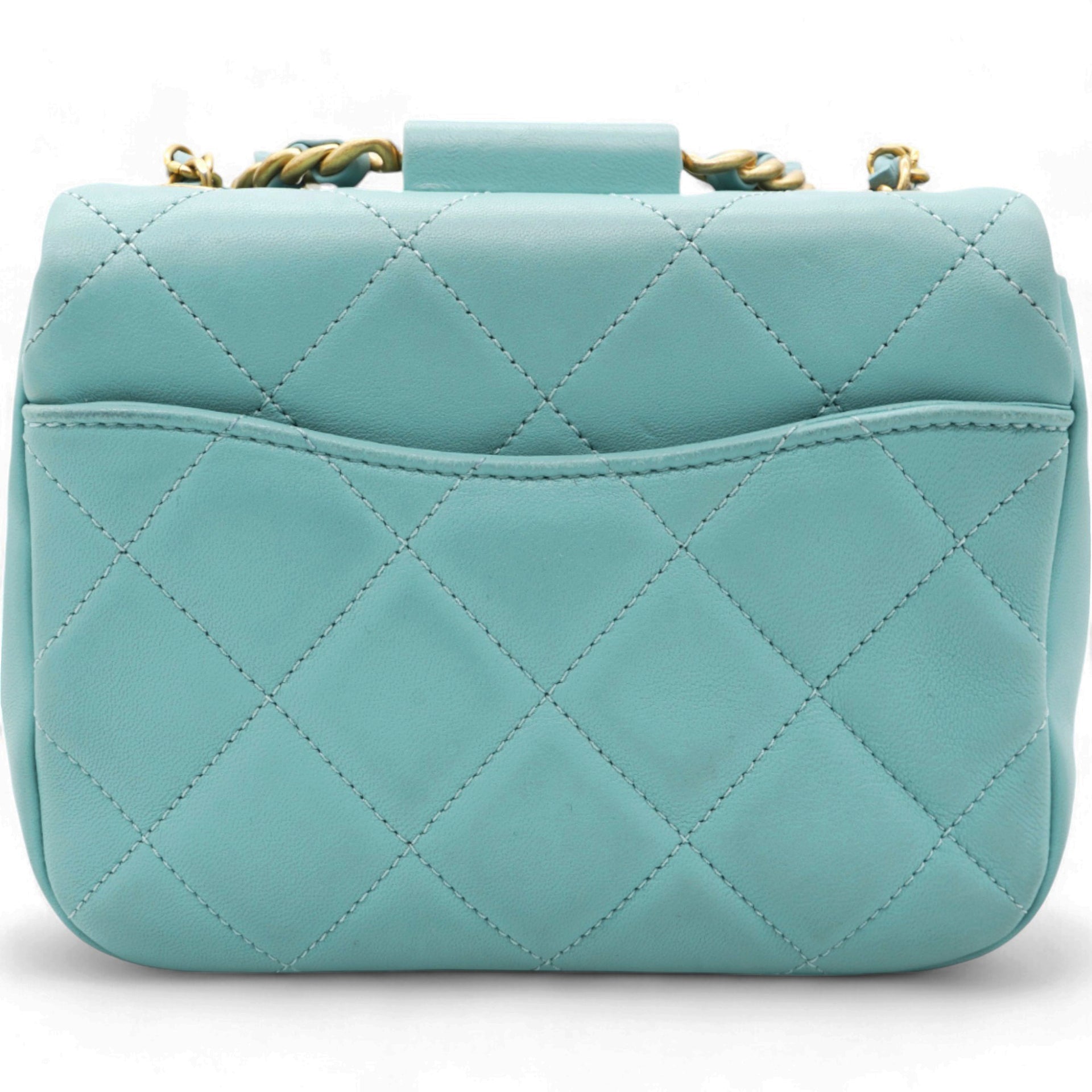 Pale Blue Quilted Lambskin In The Loop Top Handle Mini Flap Bag