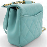 Pale Blue Quilted Lambskin In The Loop Top Handle Mini Flap Bag