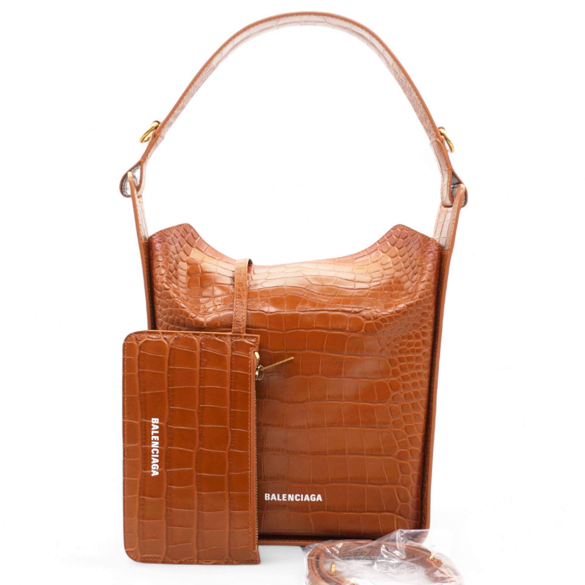 Extra Supple Calfskin Crocodile Embossed Small Tool 2.0 North-South Tote Camel