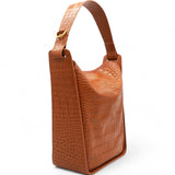 Extra Supple Calfskin Crocodile Embossed Small Tool 2.0 North-South Tote Camel