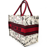 Canvas Embroidered Medium Dioramour Graffiti Book Tote Latte Multicolor