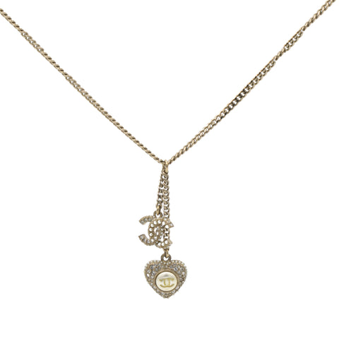 CC Logo Gold Heart Pendant Necklace