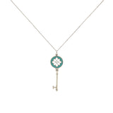 Knot Key Pendant Enamel Silver Necklace