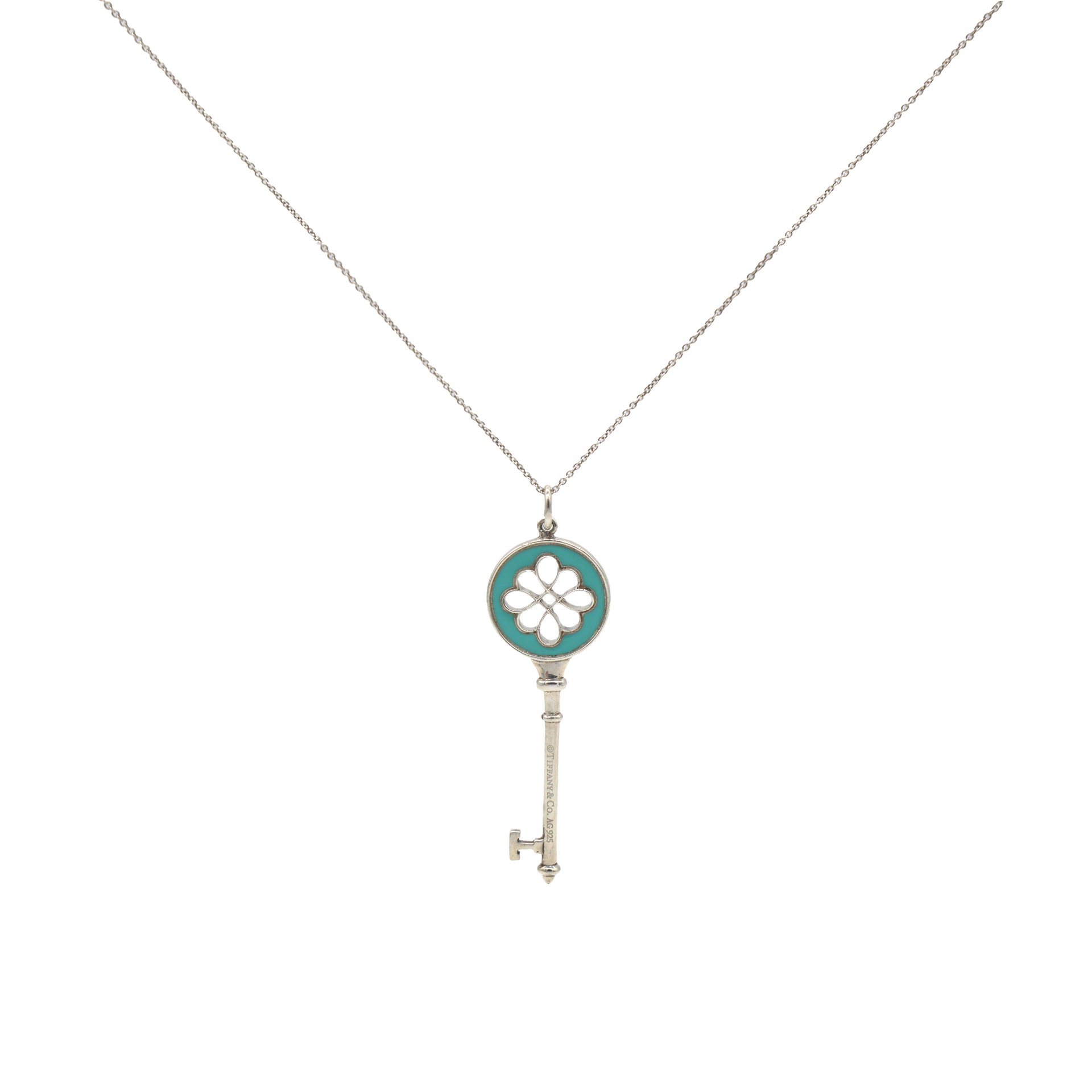 Knot Key Pendant Enamel Silver Necklace