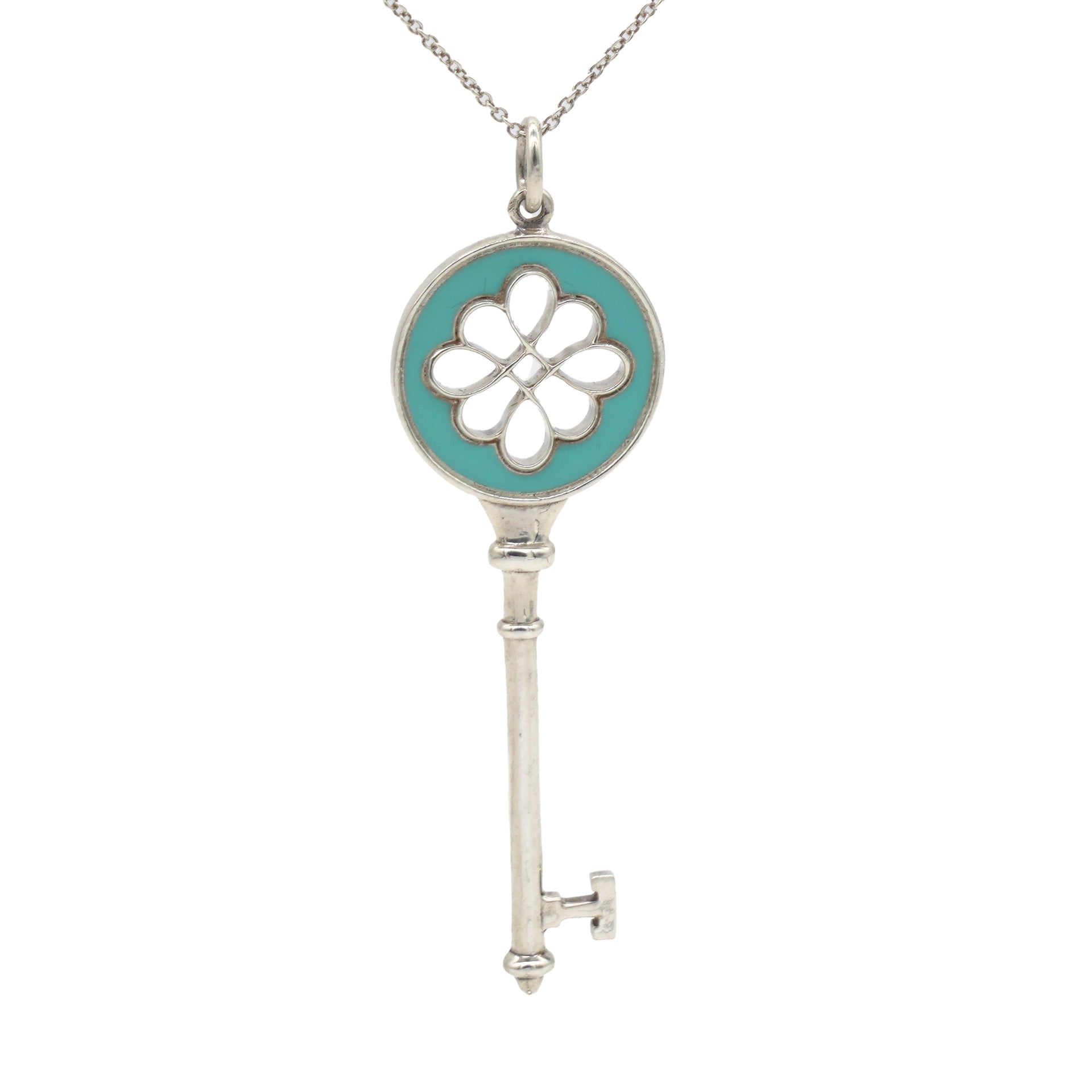 Knot Key Pendant Enamel Silver Necklace