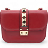 Vitello Mini Glam Lock Rockstud Flap Red