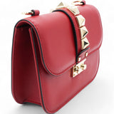 Vitello Mini Glam Lock Rockstud Flap Red