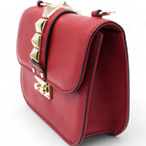 Vitello Mini Glam Lock Rockstud Flap Red