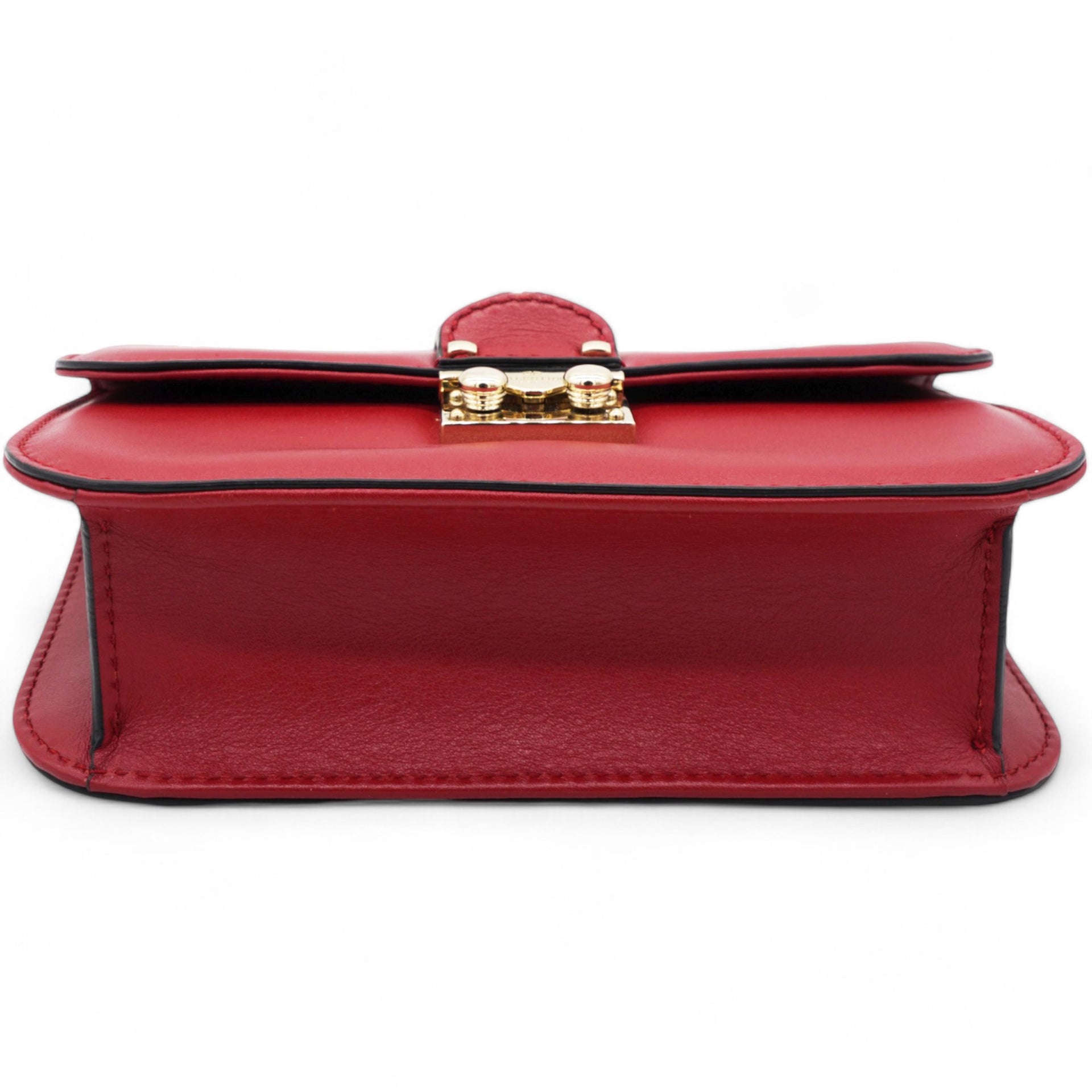 Vitello Mini Glam Lock Rockstud Flap Red