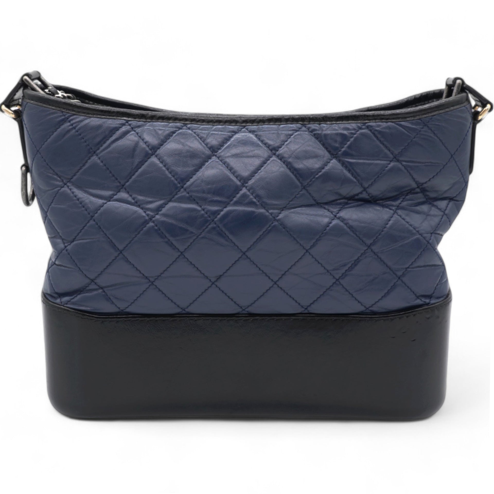 Navy/Black Aged Calfskin Quilted Medium Gabrielle Hobo