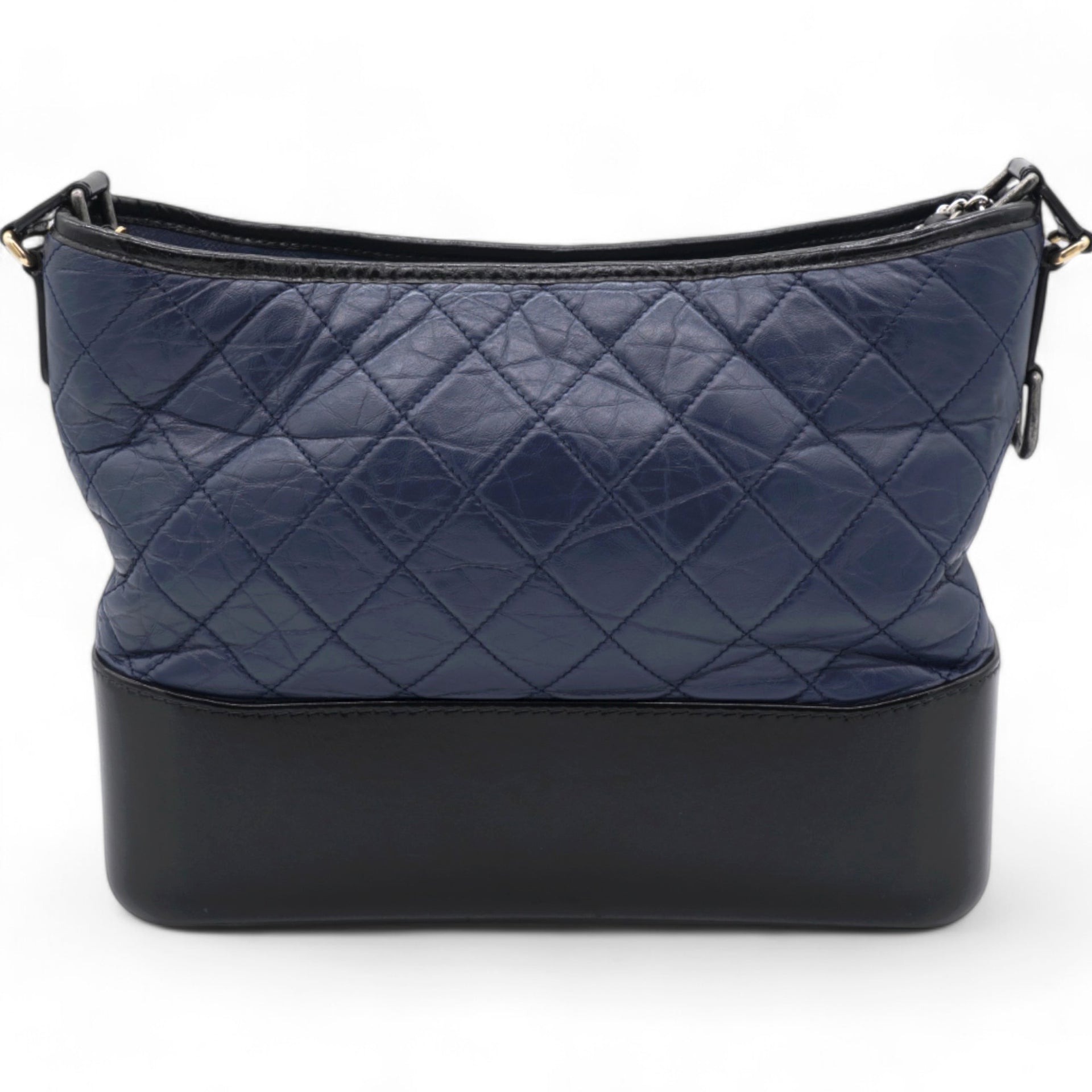 Navy/Black Aged Calfskin Quilted Medium Gabrielle Hobo