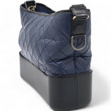 Navy/Black Aged Calfskin Quilted Medium Gabrielle Hobo