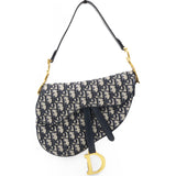 Blue Oblique Jacquard Medium Saddle Bag