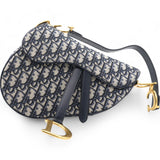 Blue Oblique Jacquard Medium Saddle Bag