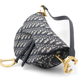 Blue Oblique Jacquard Medium Saddle Bag