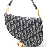 Blue Oblique Jacquard Medium Saddle Bag