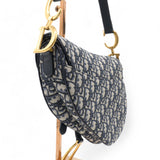 Blue Oblique Jacquard Medium Saddle Bag