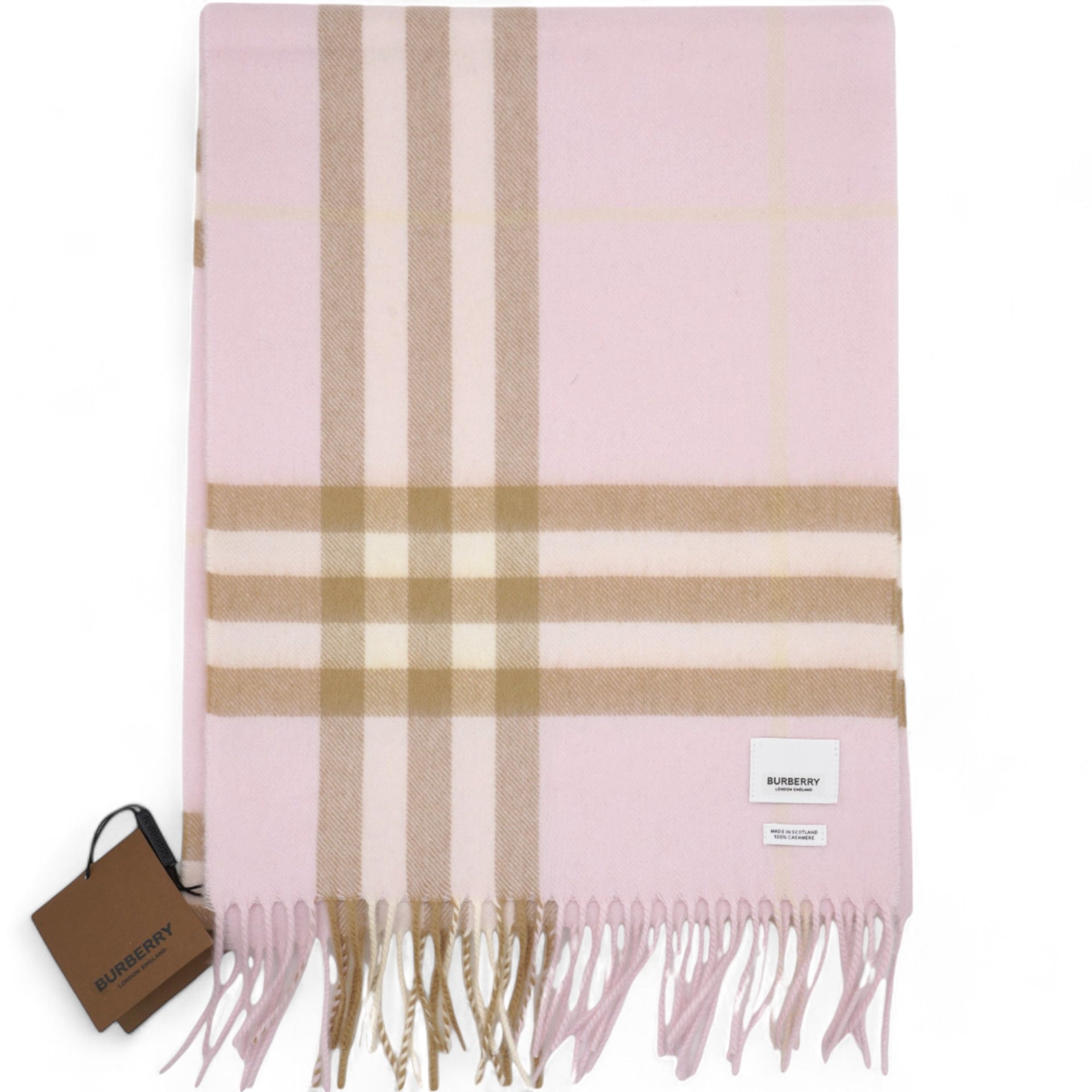 Pink Giant Check Cashmere Scarf