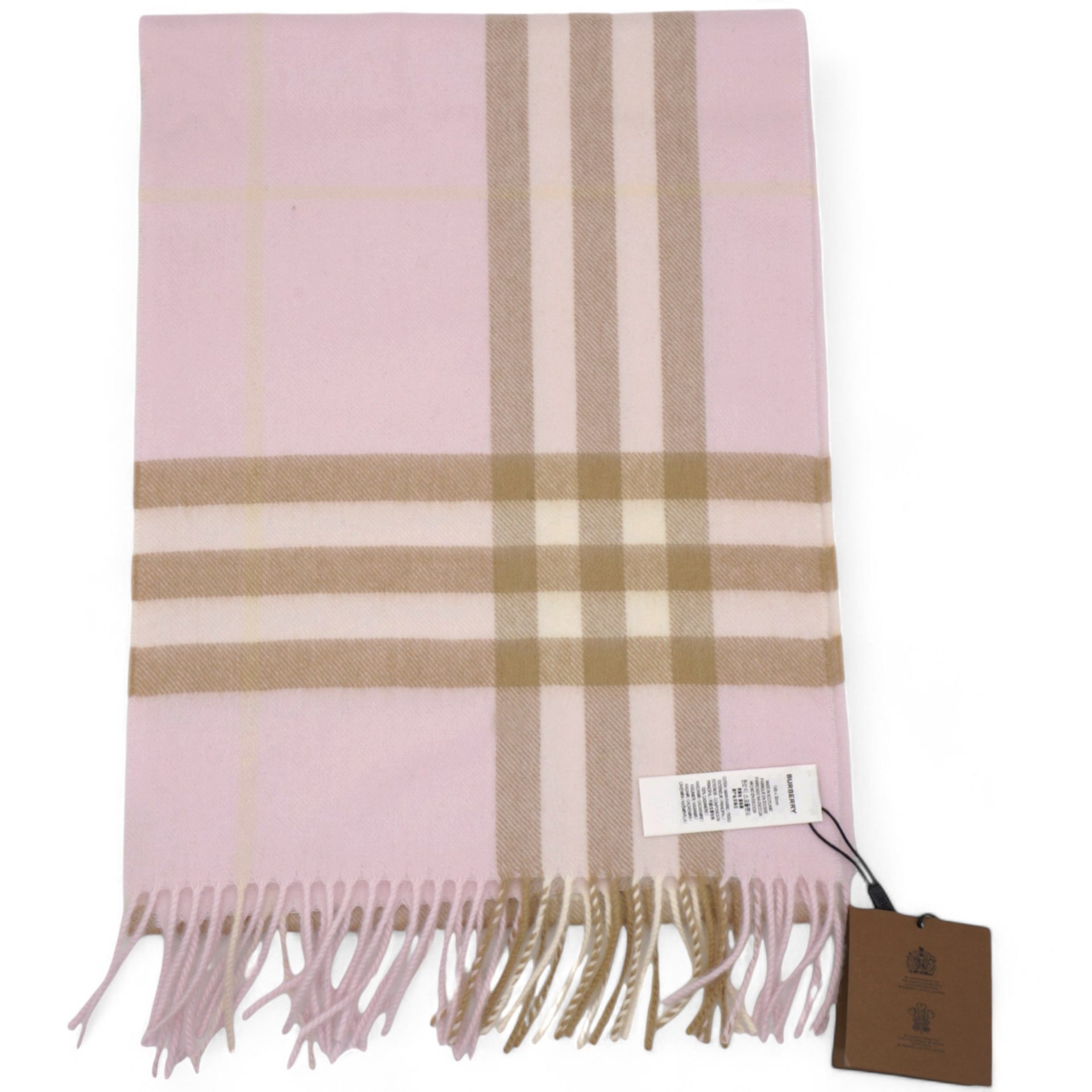 Pink Giant Check Cashmere Scarf