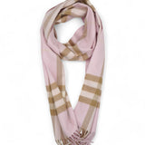 Pink Giant Check Cashmere Scarf