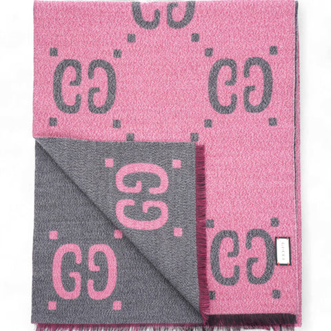 GG Jacquard Scarf Pink / Grey