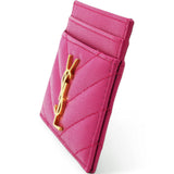 Grain De Poudre Matelasse Chevron Monogram Credit Card Case Fresh Fuxia