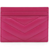 Grain De Poudre Matelasse Chevron Monogram Credit Card Case Fresh Fuxia