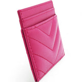 Grain De Poudre Matelasse Chevron Monogram Credit Card Case Fresh Fuxia