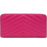 Grain De Poudre Matelasse Chevron Monogram Zip Around Wallet Fuchsia