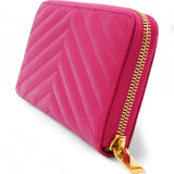 Grain De Poudre Matelasse Chevron Monogram Zip Around Wallet Fuchsia