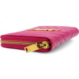 Grain De Poudre Matelasse Chevron Monogram Zip Around Wallet Fuchsia