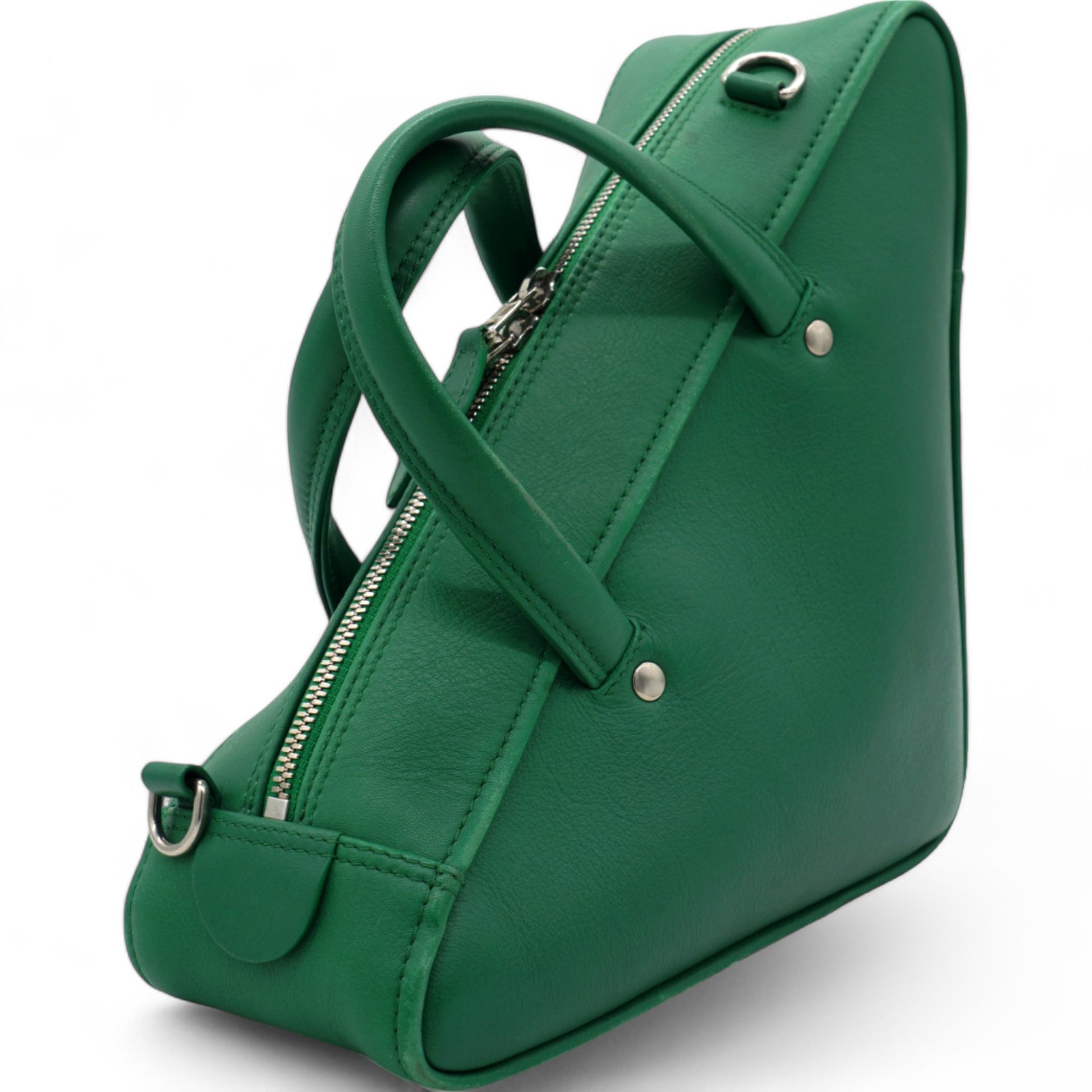 Shiny Day Calfskin S Triangle Duffle Vert Irlandais