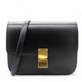 Box Calfskin Medium Classic Box Flap Bag Black