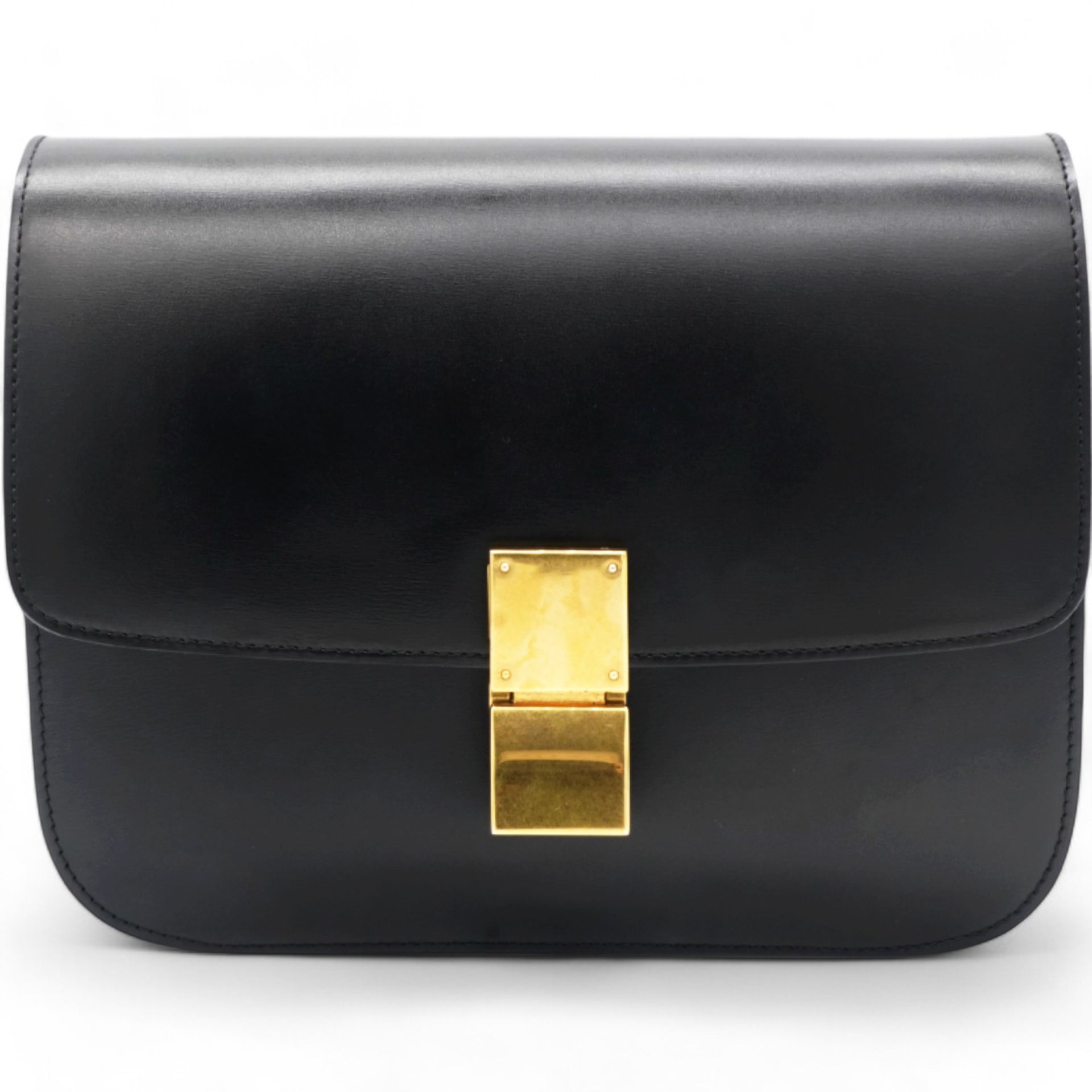 Box Calfskin Medium Classic Box Flap Bag Black