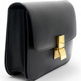 Box Calfskin Medium Classic Box Flap Bag Black